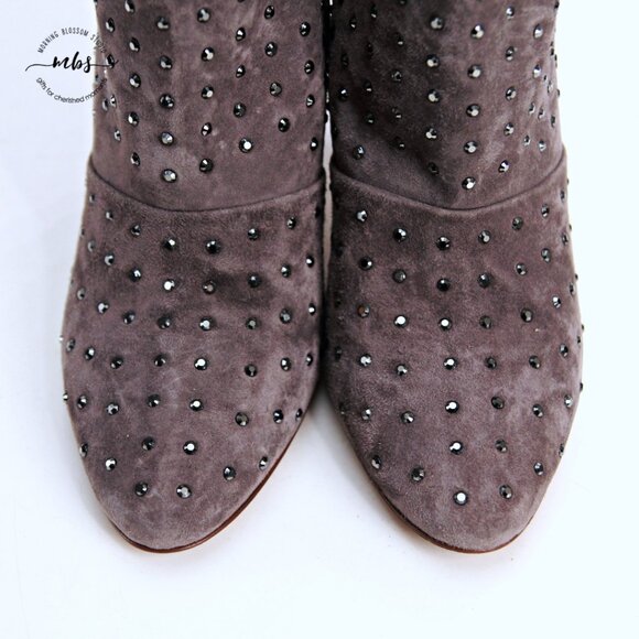 J. Crew Adele Suede Leather Studded Ankle Heel Boots Gray Women 8 - Picture 9 of 14